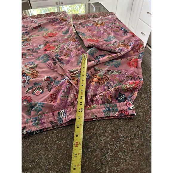 Tahari Navy Pink Floral Polyester Palazzo Pants Pull On Artsy - Size M - Picture 11 of 14